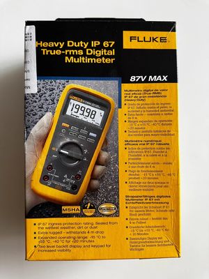 Fluke 87V MAX True-RMS Industrial Multimeter, IP67, 4 m Drop, CAT IV 600 V / CAT III 1000 V, 1000 V 10 A, 19999 Count