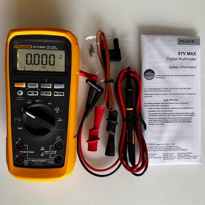 Fluke 87V MAX True-RMS Industrial Multimeter, IP67, 4 m Drop, CAT IV 600 V / CAT III 1000 V, 1000 V 10 A, 19999 Count